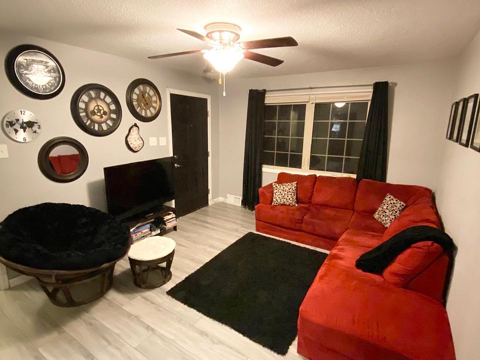 Living room with new flooring.