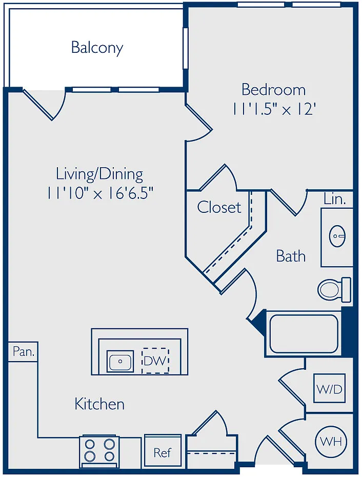Floor plan 1 Bed 1 Bath A1F