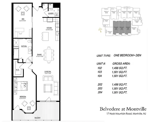 Floor plan The Belvedere - One Bedroom plus Den