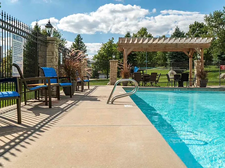 Take a dip in our pool on a hot summer day.