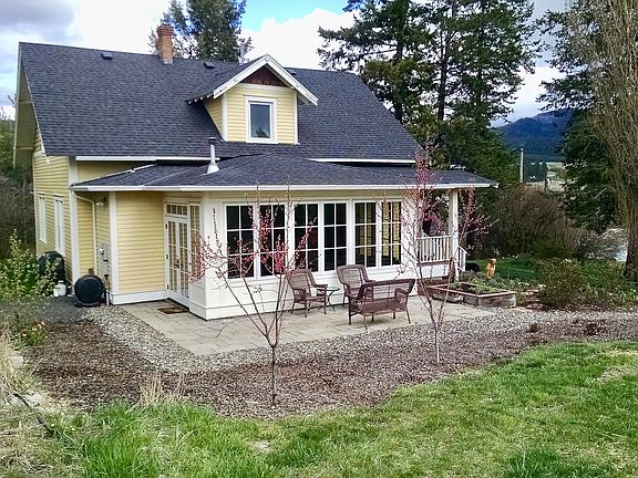 Patio and peach trees