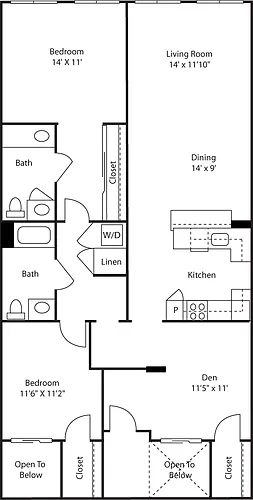 Floor plan Two Bedroom 1354