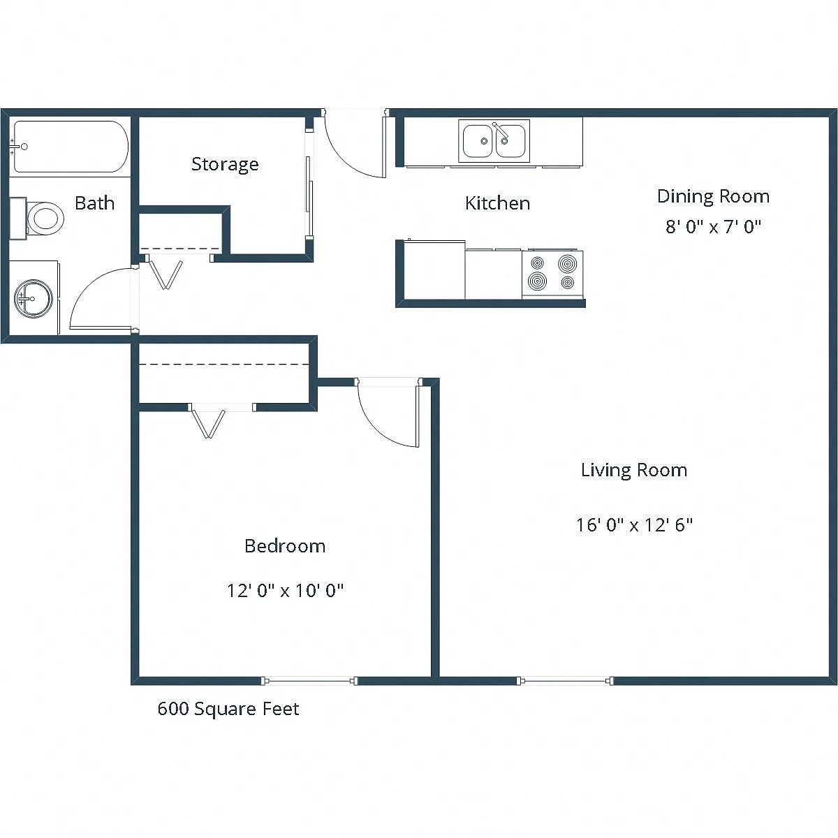 Floor plan One Bedroom 11C