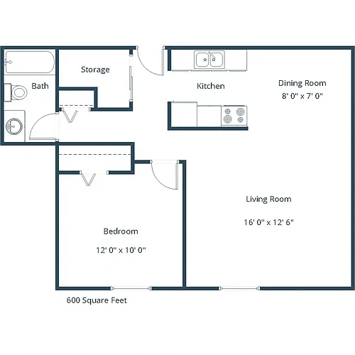 Floor plan One Bedroom 11C