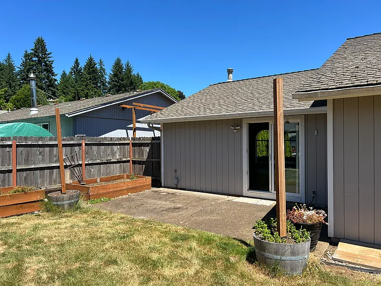 Back Patio with Raised Garden Boxes