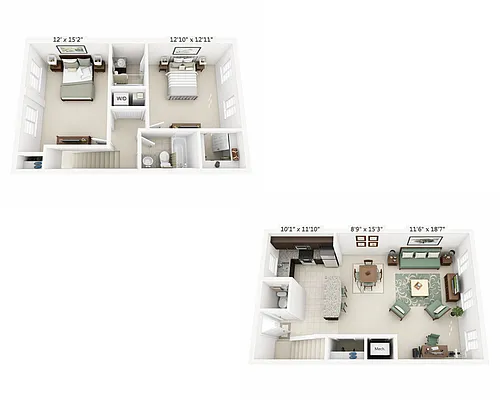 Floor plan Two Bedroom Townhome B2.5T