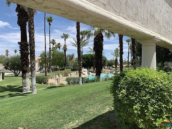 View to green belt and pool from back patio
