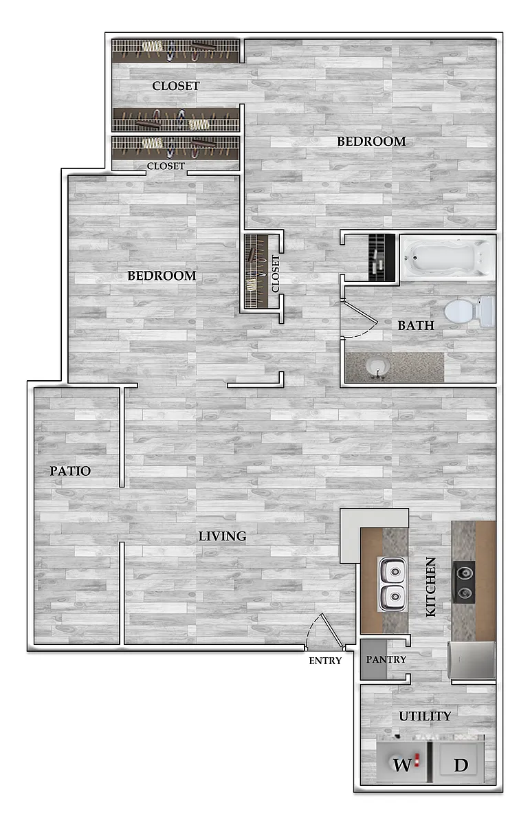Floor plan 2x2 846 SF