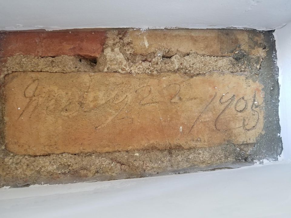Historic brick showing the date the building was built