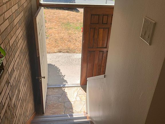 French front door, with split entry.