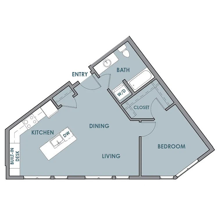 Floor plan 1 Bedroom 1 Bath B