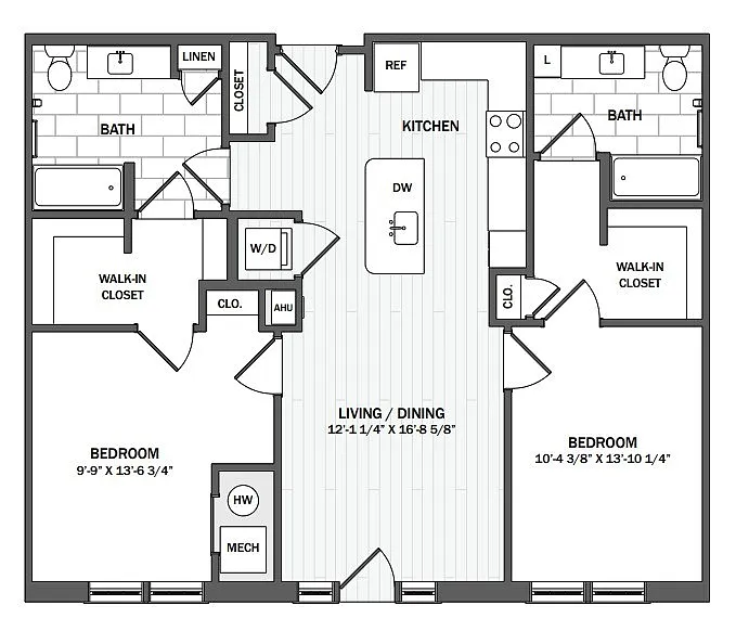 Floor plan 2Bed/2Bath-B1