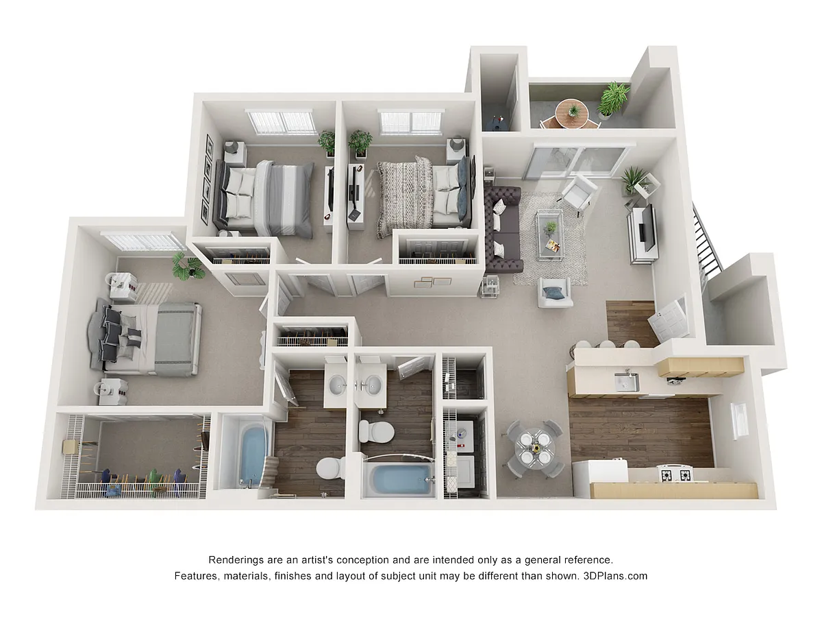 Floor plan 3 Bedroom 2 Bath
