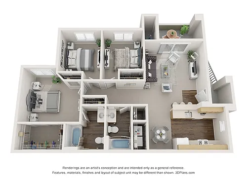 Floor plan 3 Bedroom 2 Bath