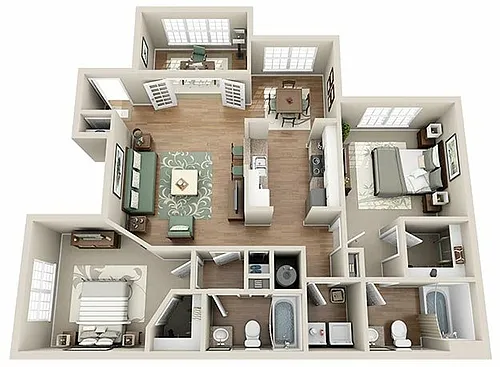 Floor plan B2 - Two Bedroom, Two Bathroom