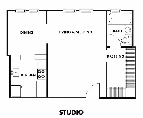 Floor plan Studio | 1 Bath - SA