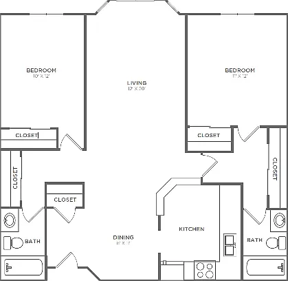 2 Bedroom 2 Bathroom B3 | from 1024 sq ft 2 Bedroom 2 Bathroom B3 | from 1024 sq ft