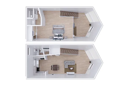 Floor plan Studio Loft With 1.5 Bath
