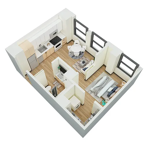 Floor plan 1 Bed 1 Bath-D