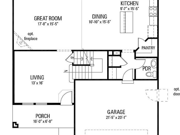 Main Level 1002 sq ft (Home has reversed floor plan)