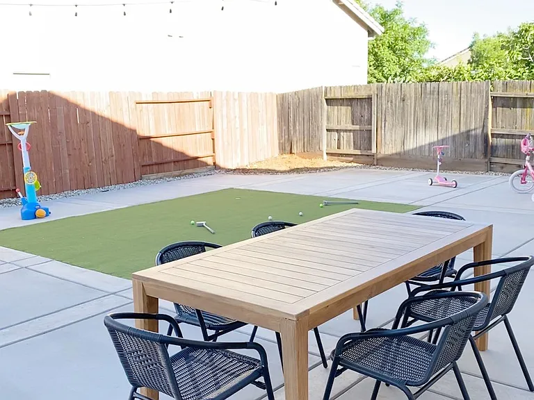 Backyard with putting green