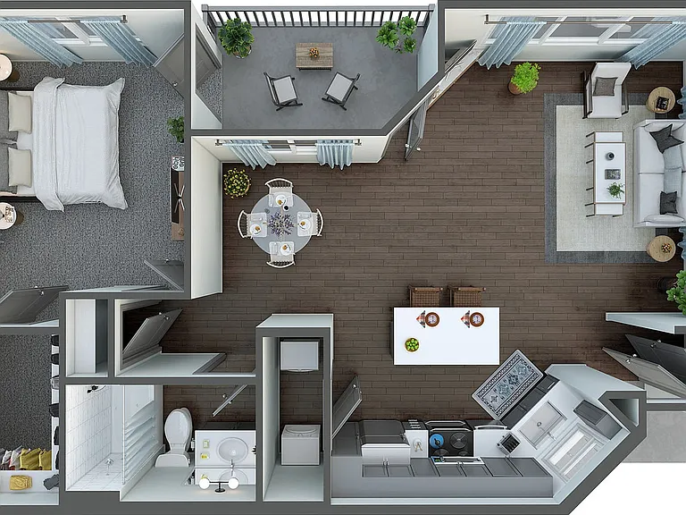Explore this gorgeous modern living space with a clever layout. Explore this gorgeous modern living space with a clever layout.