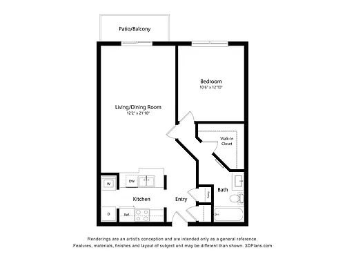 Floor plan Grand - 1 Bedroom, 1 Bath