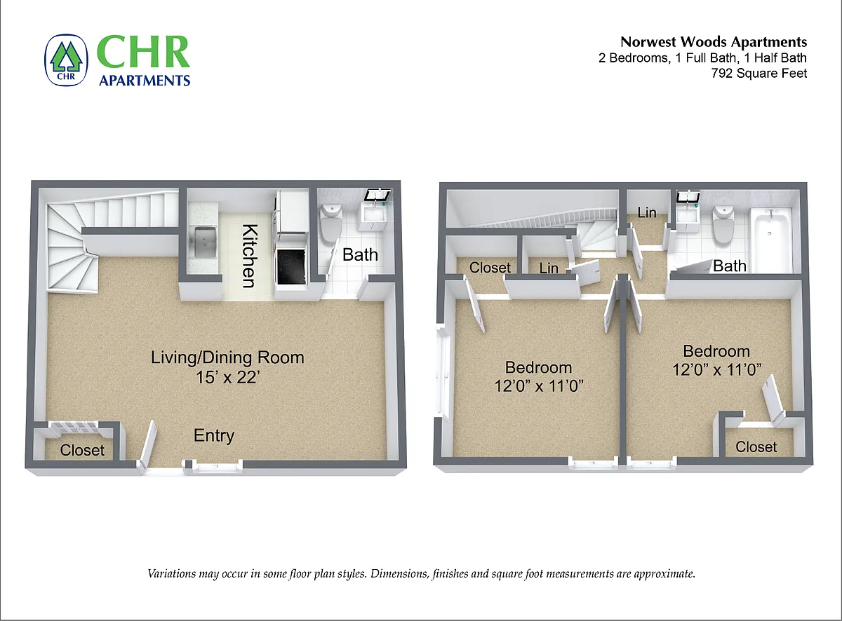 Floor plan 1 Bed/ 1.5 Bath - Townhome