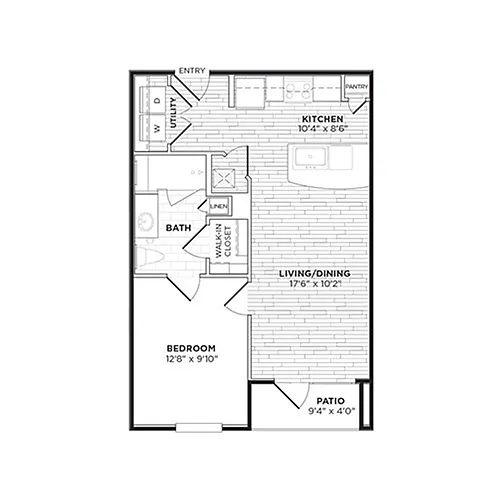 Floor plan A1A - One Bedroom