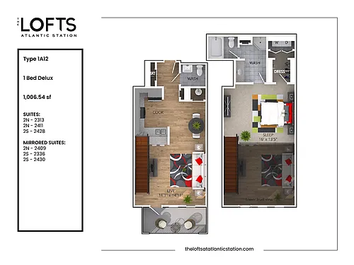 Floor plan 1A12 - 1 Bed Delux