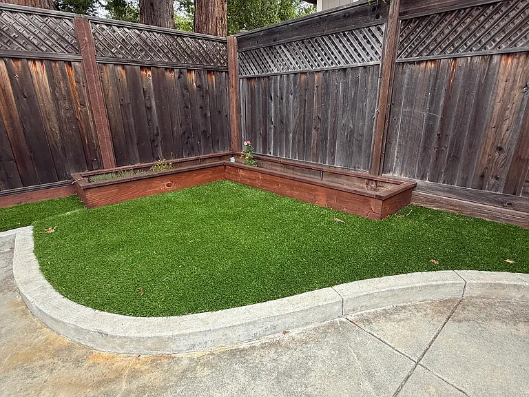 Garden box planting area and lawn