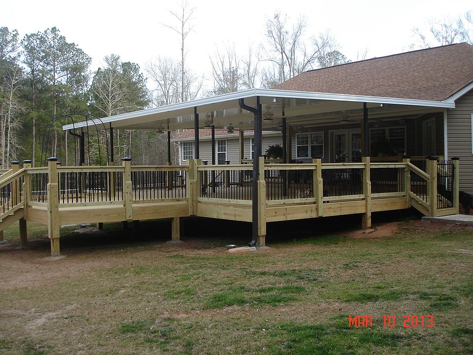 covered deck with fans