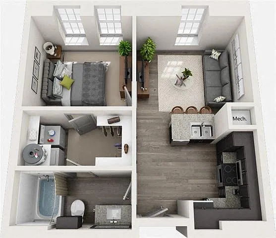 Floor plan THE TYLER 525 sf