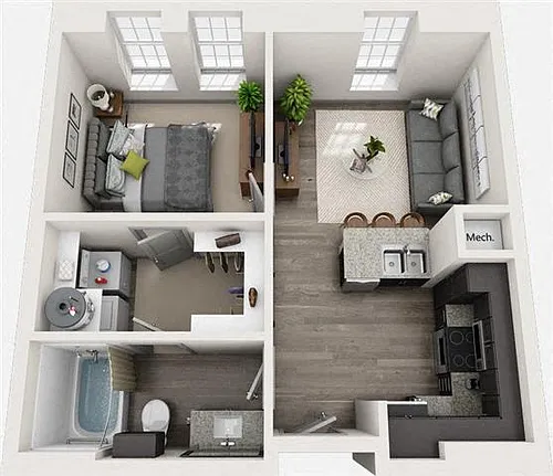 Floor plan THE TYLER 525 sf