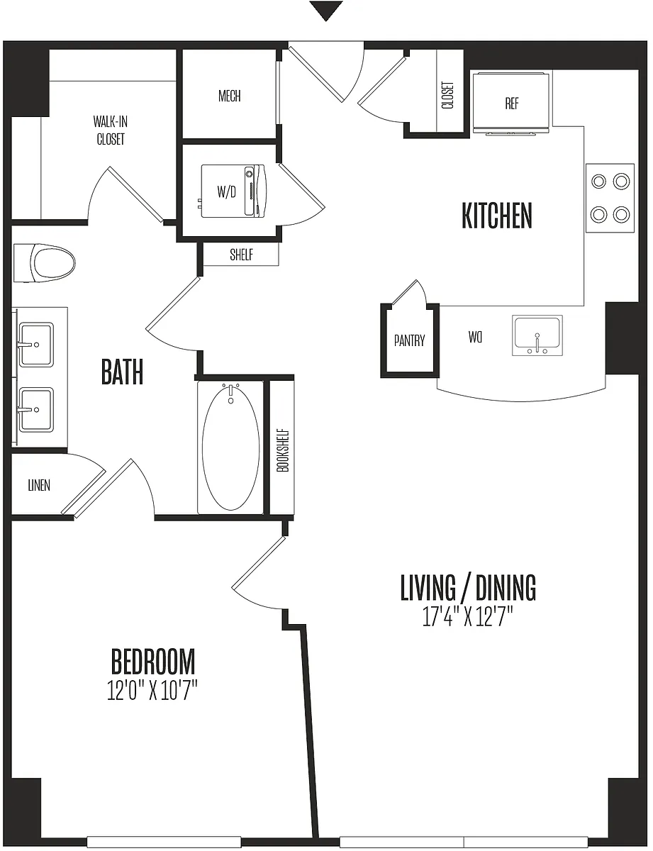 Floor plan 1 Bed/1 Bath-1B