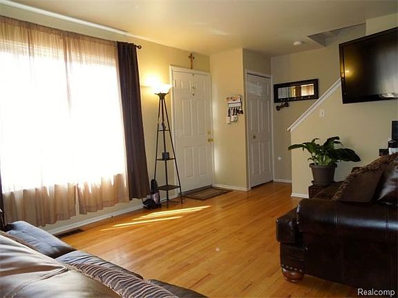Living room with wood floors