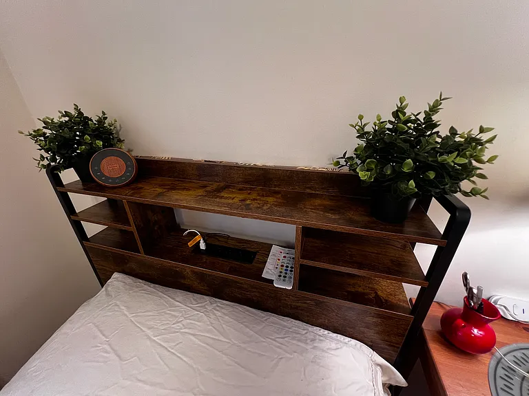 Headboard with storage space.