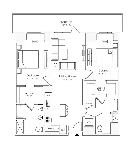Floor plan BISBY - 2 Bedrooms Two Bathroom