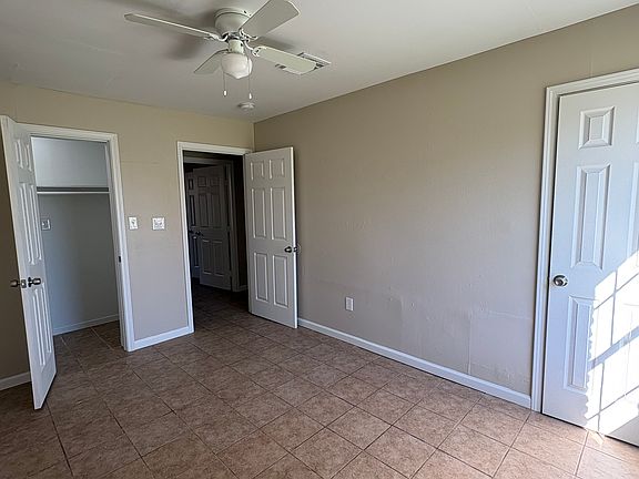 Master bedroom with a closet and it's own full bathroom.