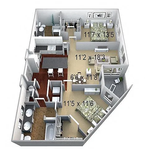 Floor plan B3 2 Bed/2 Baths