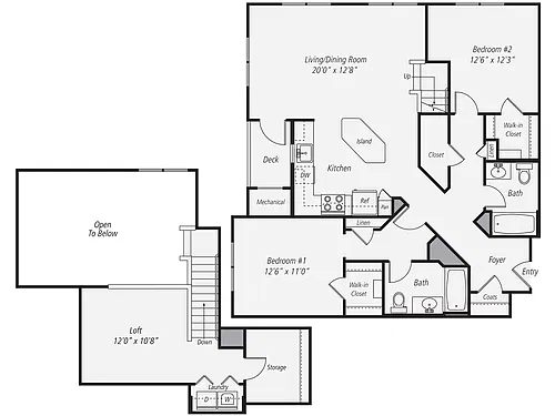 Floor plan 2BR-2BA Loft C