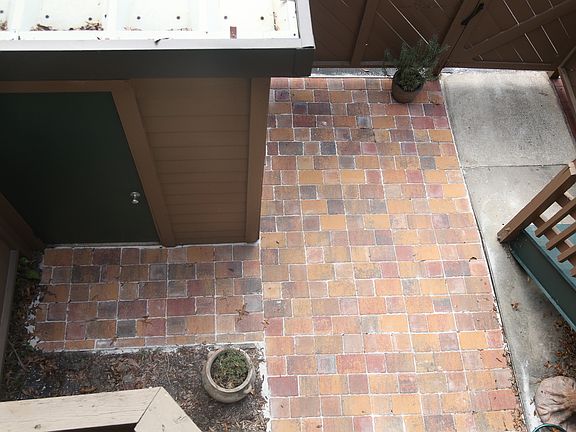 Fenced porch with storage