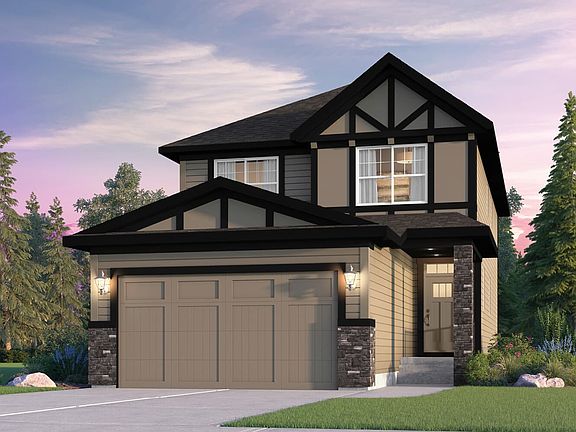Corsano Tudor rendering for Riverstone by Brookfield Residential in Calgary.