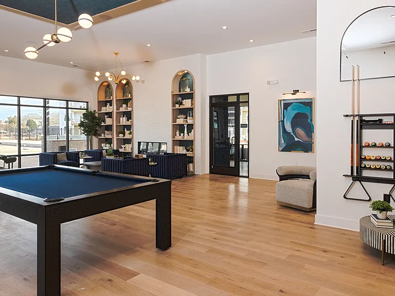 Billiards table in the resident clubhouse, offering a fun and social gathering space.