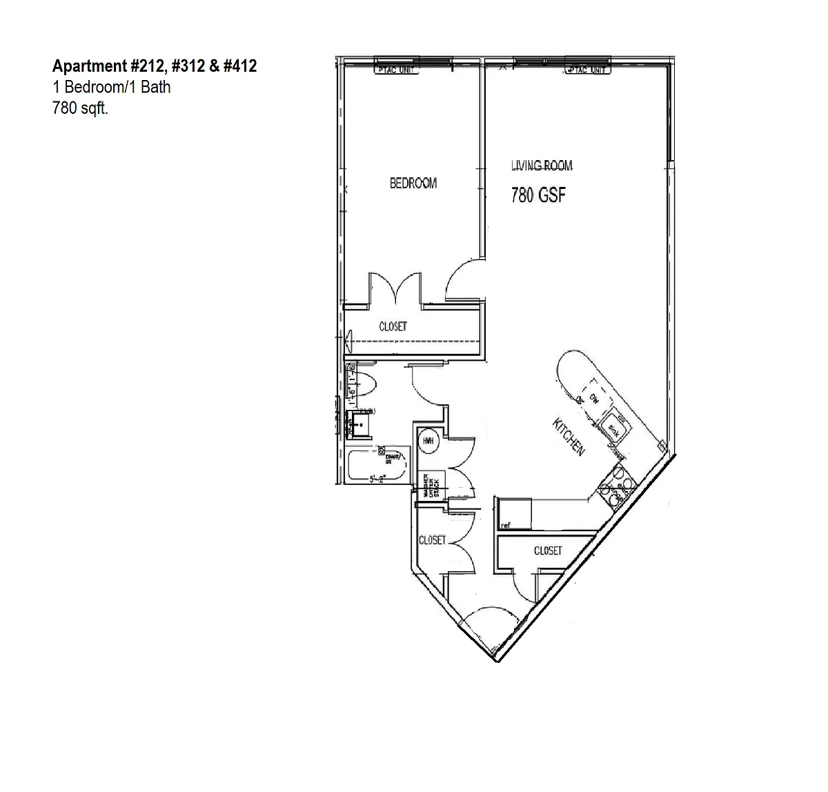 Floor plan 1 Bedroom, 1 Bath Deluxe