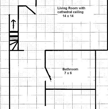 Downstairs. Bathroom being remodeled with all white tile on floor and walls, new white porcelain pedestal sink, and new shower. Other items such as light fixtures will also be replaced. Remodel may still be in need of finishing touches after move in.
