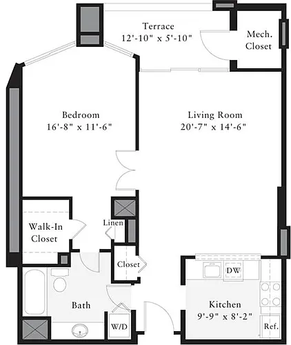 Floor plan 1 Bedroom C