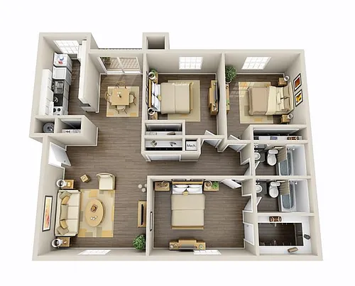 Floor plan 3 Bedroom 2 Bath