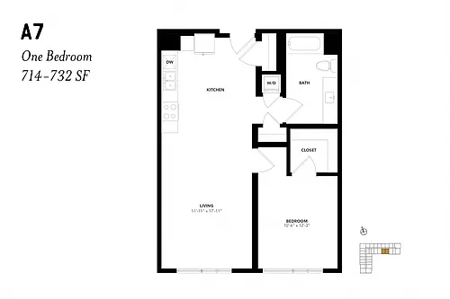 Floor plan One Bedroom A7