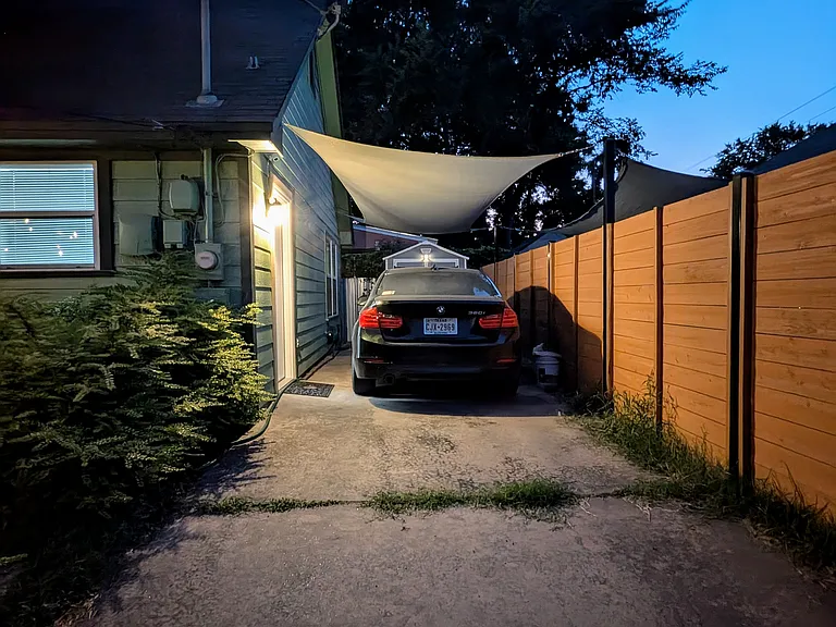 A few shots outside the house at night